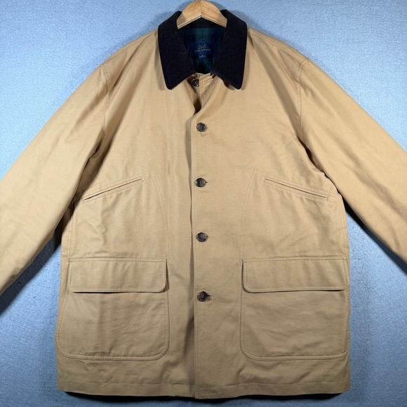 Brooks Brothers 346 Tan Quilted‎ Lined Barn Jacket Mens XL Corduroy Collar